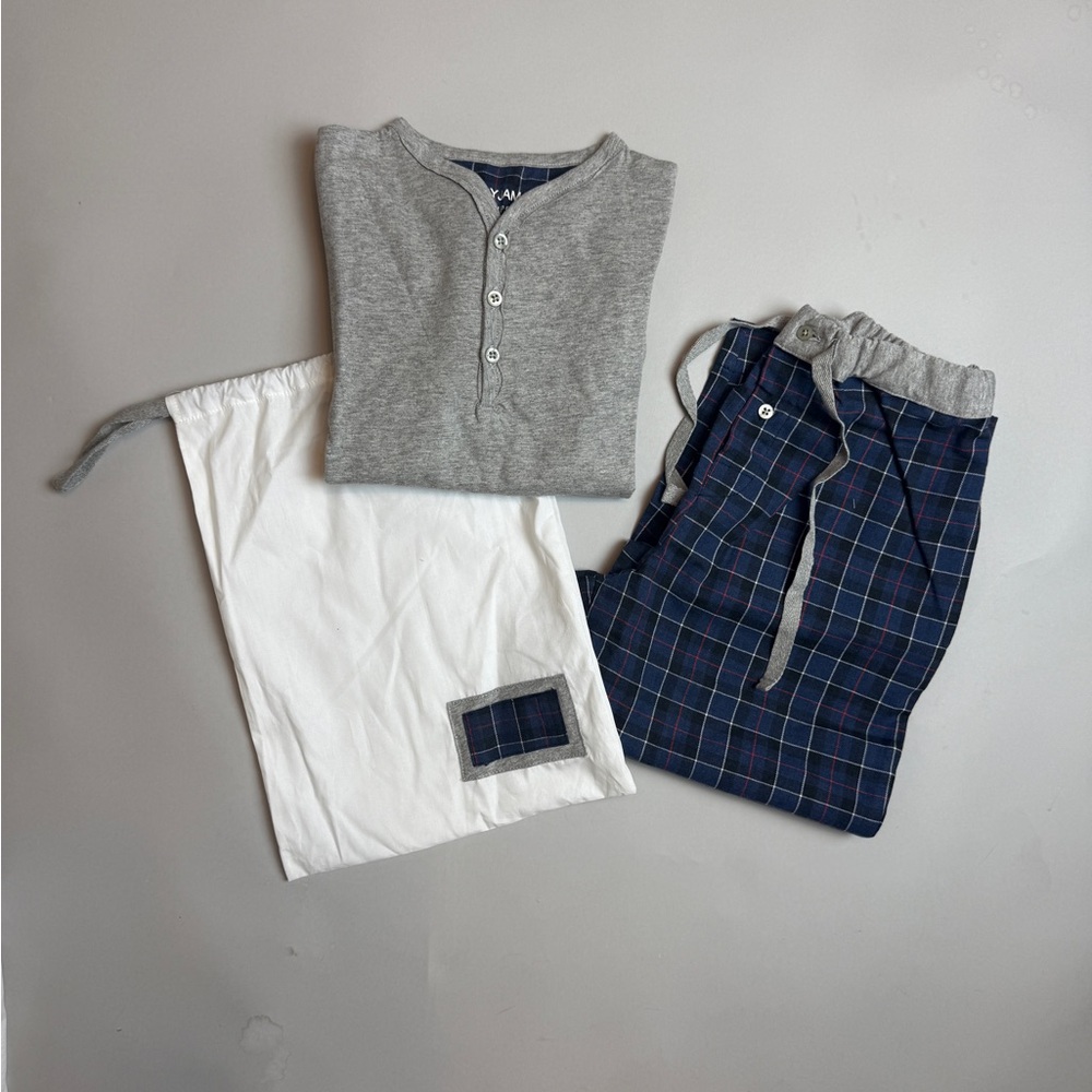Bonpoint Gray and Blue Kids Pajama Set